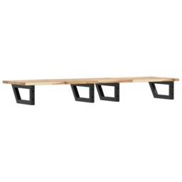 Berkfield Home Basin Shelf Wall Mounted Steel & Solid Wood Acacia in Brown - thumbnail 6