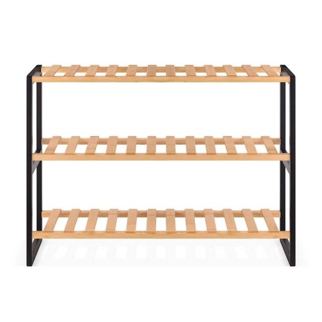 SPETLEK 3 Tier Bamboo Shoe Rack Stand Natural Wooden Storage Shelf Hallway - image 1