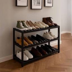 SPETLEK 3 Tier Bamboo Shoe Rack Stand Natural Wooden Storage Shelf Hallway - thumbnail 4