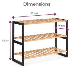 SPETLEK 3 Tier Bamboo Shoe Rack Stand Natural Wooden Storage Shelf Hallway - thumbnail 2