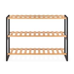 SPETLEK 3 Tier Bamboo Shoe Rack Stand Natural Wooden Storage Shelf Hallway