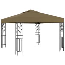 Berkfield Home Gazebo with LED String Lights 3x3 m Taupe - thumbnail 3