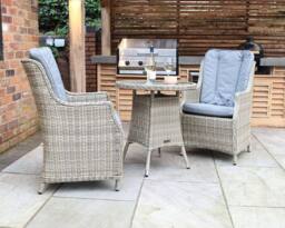 Royalcraft Wentworth Bistro Set - 70cm Round Table with 2 Highback Comfort Chairs in Beige - thumbnail 2