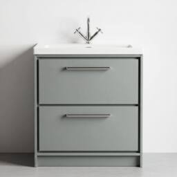 Balterley Bathroom Floor 2 Soft-Close Drawer Fireclay Basin, Grey, 800mm in Grey - thumbnail 3