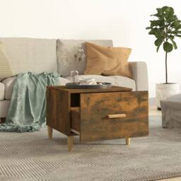 Berkfield Home Coffee Table Smoked Oak 50x50x40 cm Engineered Wood in Brown - Size: 50 x 50 x 40 cm - thumbnail 3