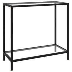 Berkfield Home Console Table Transparent 80x35x75 cm Tempered Glass in Clear - Size: 80 x 35 x 75 cm - thumbnail 1