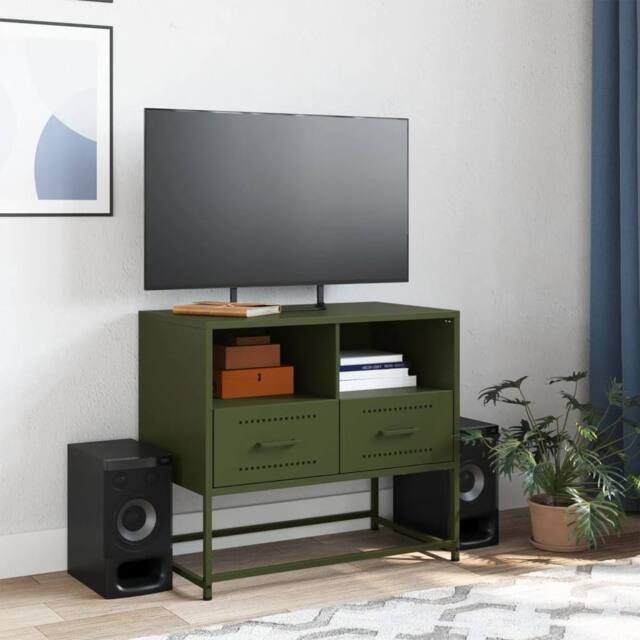 Berkfield Home TV Cabinet Olive Green 68x39x60.5 cm Steel - image 1