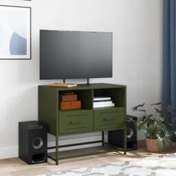 Berkfield Home TV Cabinet Olive Green 68x39x60.5 cm Steel - thumbnail 1