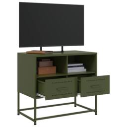 Berkfield Home TV Cabinet Olive Green 68x39x60.5 cm Steel - thumbnail 4