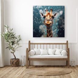Warren Reed - Designer Splashart Giraffe Face Canvas in Grey - Size: w40 inch x h40 inch - thumbnail 3