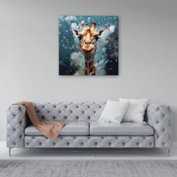 Warren Reed - Designer Splashart Giraffe Face Canvas in Grey - Size: w40 inch x h40 inch - thumbnail 4