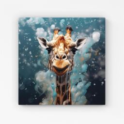 Warren Reed - Designer Splashart Giraffe Face Canvas in Grey - Size: w40 inch x h40 inch - thumbnail 1