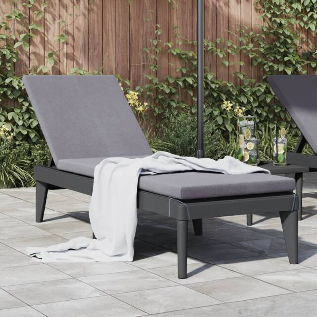 Berkfield Home Sun Lounger Anthracite 186x60x29 cm PP in Black - Size: 186 x 60 x 29 cm - image 1
