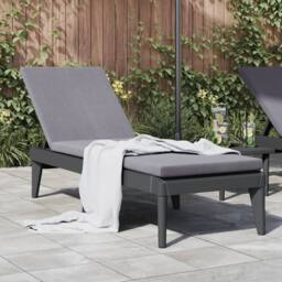 Berkfield Home Sun Lounger Anthracite 186x60x29 cm PP in Black - Size: 186 x 60 x 29 cm - thumbnail 1