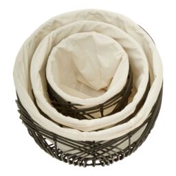 Orsina Sturdy Set Of 3 Rattan Baskets, Wicker Storage Baskets, Laundry, or Washing Bins, Ideal Decorative Hampers in White - thumbnail 3