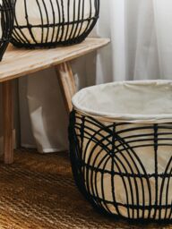 Orsina Sturdy Set Of 3 Rattan Baskets, Wicker Storage Baskets, Laundry, or Washing Bins, Ideal Decorative Hampers in White - thumbnail 6