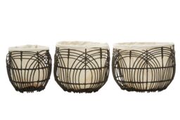 Orsina Sturdy Set Of 3 Rattan Baskets, Wicker Storage Baskets, Laundry, or Washing Bins, Ideal Decorative Hampers in White