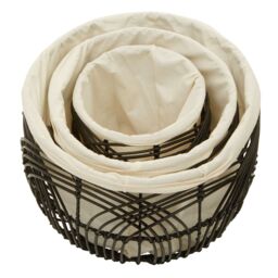 Orsina Sturdy Set Of 3 Rattan Baskets, Wicker Storage Baskets, Laundry, or Washing Bins, Ideal Decorative Hampers in White - thumbnail 2