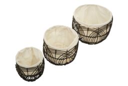 Orsina Sturdy Set Of 3 Rattan Baskets, Wicker Storage Baskets, Laundry, or Washing Bins, Ideal Decorative Hampers in White - thumbnail 5