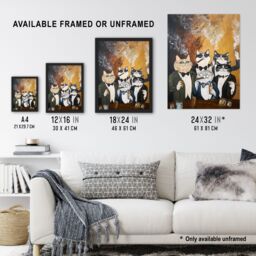 "Artery8 Tuxedo Cat Lover Drinking Smoking Bachelor Party Wall Art Print in Mustard - Size: W24"" x H32""" - thumbnail 3