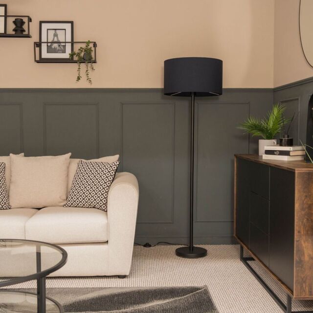 ValueLights Charlie Black Floor Lamp Large Blue Shade - image 1