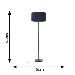 ValueLights Charlie Black Floor Lamp Large Blue Shade - thumbnail 6