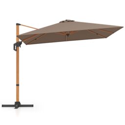 Gymax 297cm Patio Cantilever Umbrella Square Double-Top Offset Umbrella in Brown