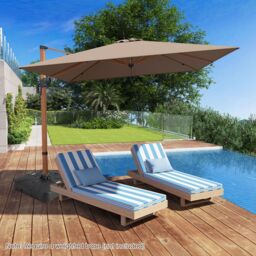 Gymax 297cm Patio Cantilever Umbrella Square Double-Top Offset Umbrella in Brown - thumbnail 5