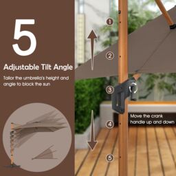 Gymax 297cm Patio Cantilever Umbrella Square Double-Top Offset Umbrella in Brown - thumbnail 7