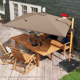 Gymax 297cm Patio Cantilever Umbrella Square Double-Top Offset Umbrella in Brown - thumbnail 4