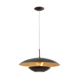 Loops Pendant Ceiling Light Steel Brown Outer & Gold Inner Shade Bulb E27 1x60W in Metallics