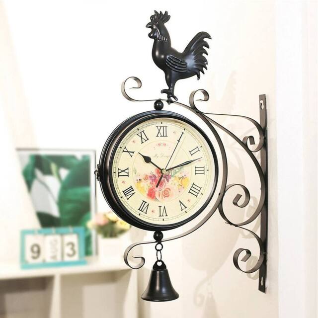 KORVIXA Hanging Bracket Station Creative Outdoor Wall Clock in Black - Size: 100 cm - image 1