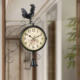 KORVIXA Hanging Bracket Station Creative Outdoor Wall Clock in Black - Size: 100 cm - thumbnail 4