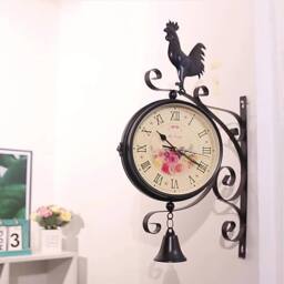 KORVIXA Hanging Bracket Station Creative Outdoor Wall Clock in Black - Size: 100 cm - thumbnail 3