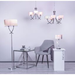 Pagazzi Justina 2 Light Polished Chrome Floor Lamp With Silver Thread Shade - thumbnail 3