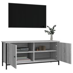 Berkfield Home TV Cabinet with Doors Grey Sonoma 102x35x45 cm Engineered Wood - Size: 102 x 35 x 45 cm - thumbnail 4