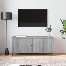Berkfield Home TV Cabinet with Doors Grey Sonoma 102x35x45 cm Engineered Wood - Size: 102 x 35 x 45 cm - thumbnail 1