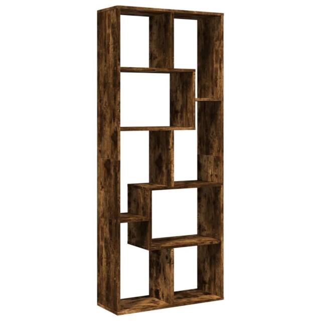 Berkfield Home Room Divider Bookcase Smoked Oak 67x25x161.5 cm Engineered Wood in Brown - image 1