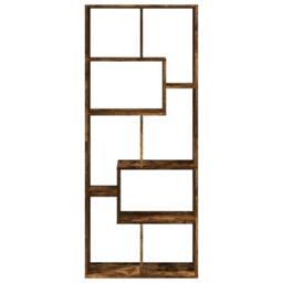 Berkfield Home Room Divider Bookcase Smoked Oak 67x25x161.5 cm Engineered Wood in Brown - thumbnail 5