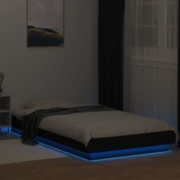 Berkfield Home Bed Frame with LED Lights without Mattress Black 90x200cm - Size: 90x200 cm - thumbnail 4