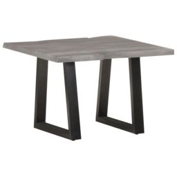 Berkfield Home Coffee Table with Live Edges 60x60x40 cm Solid Acacia Wood in Grey - Size: 60 x 60 x 40 cm - thumbnail 1