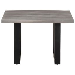 Berkfield Home Coffee Table with Live Edges 60x60x40 cm Solid Acacia Wood in Grey - Size: 60 x 60 x 40 cm - thumbnail 2