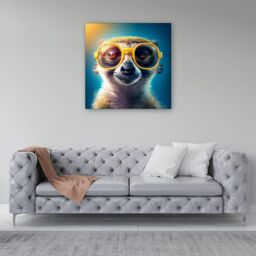 Warren Reed - Designer Meerkat With Glasses Splashart Canvas in Yellow - Size: w10 inch x h10 inch - thumbnail 4