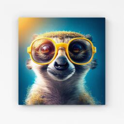 Warren Reed - Designer Meerkat With Glasses Splashart Canvas in Yellow - Size: w10 inch x h10 inch - thumbnail 1