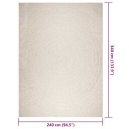 Berkfield Home Rug ZIZUR Cream 240x340 cm Jute Look Indoor & Outdoor - Size: Medium - thumbnail 9