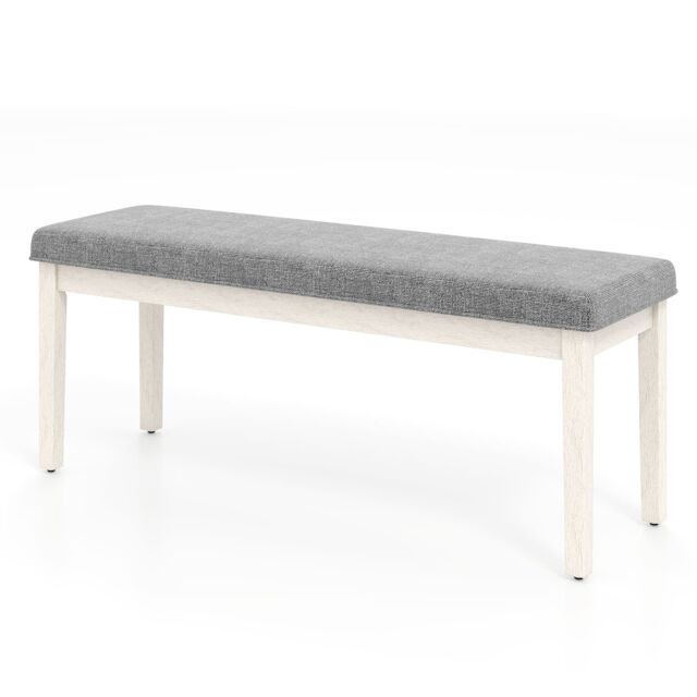 Gymax Upholstered Dining Bench Modern Linen Padded Shoe Bench in Grey - image 1