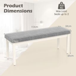 Gymax Upholstered Dining Bench Modern Linen Padded Shoe Bench in Grey - thumbnail 2