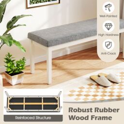 Gymax Upholstered Dining Bench Modern Linen Padded Shoe Bench in Grey - thumbnail 6