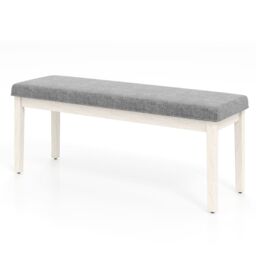 Gymax Upholstered Dining Bench Modern Linen Padded Shoe Bench in Grey