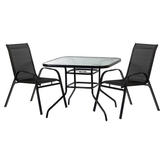 Harbour Housewares 2 Person Garden Furniture Set 90 x 90cm Black - Size: 90 x 90 cm - image 1